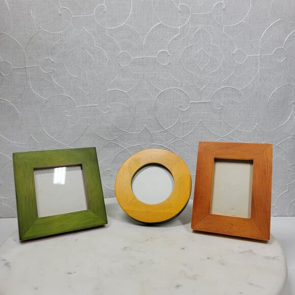 Terragraphics Wood Miniature Shapes Picture Frames 4" Colorful 1993 Thailand - Picture 1 of 16